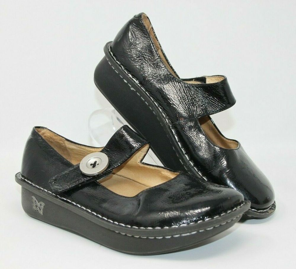 Alegria 38 Paloma Black Mary Jane Leather Shoes